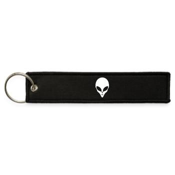 Alien Silhouette Head Face - Jet Tag Keychain - black - Front