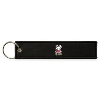 Tummy Ache Survivor – Funny Bunny Design - Jet Tag Keychain - black - Front