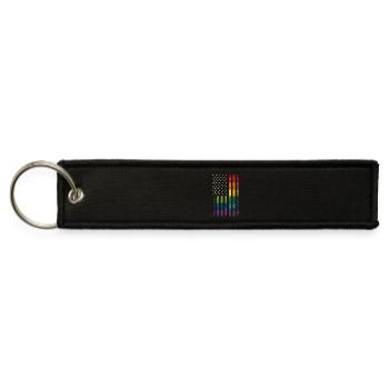 American USA Flag Rainbow Pride Gay Lesbian LGBTQ - Jet Tag Keychain - black - Front