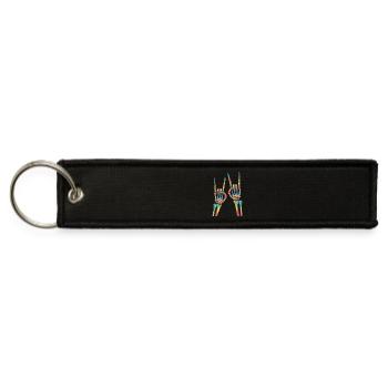 Skeleton Rock Hand Rainbow LGBTQ Gay Lesbian Pride - Jet Tag Keychain - black - Front