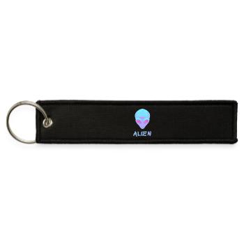 Neon Alien Head Art Cosmic Space Vibes Tee - Jet Tag Keychain - black - Front