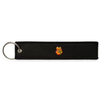 Thanksgiving Pumpkin Sunflower Fall Autumn Holiday - Jet Tag Keychain - black - Front