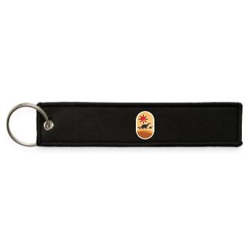 Cretaceous Sunset – Brontosaurus Family Silhouette - Jet Tag Keychain - black - Front