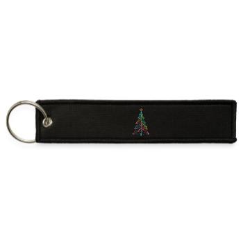 Merry Christmas Pine Tree Drawing Print - Jet Tag Keychain - black - Front