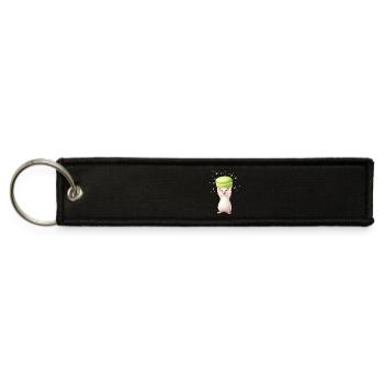 Cute mouse with a green macaron - Jet Tag Keychain - black - Front