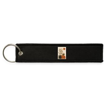 Geometry and Olive Botanical Still Life - Jet Tag Keychain - black - Front