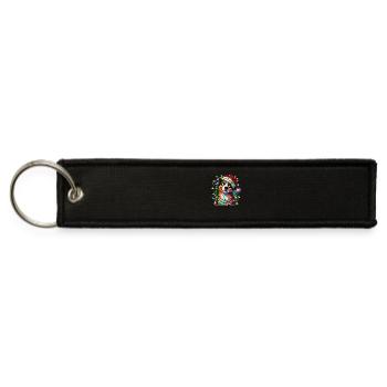 Australian Shepherd Christmas dog fairy lights cut - Jet Tag Keychain - black - Front