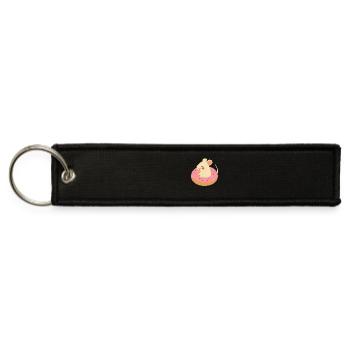 Cute Mouse in a Donut – Playful Animal Motif - Jet Tag Keychain - black - Front