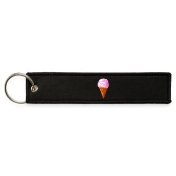 pink ice cream - Jet Tag Keychain - black - Front