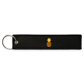 Insert Cheesy Bread Arrow - Funny Cheese Lover  - Jet Tag Keychain - black - Front