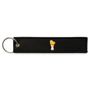 Cute Mouse with Cheese Heart Illustration Animal  - Jet Tag Keychain - black - Front
