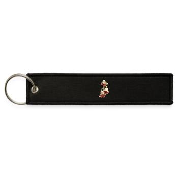 Exotic Bell-Shaped Red and Cream Floral Design - Jet Tag Keychain - black - Front