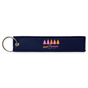 Cozy Season Christmas Trees Graphic - Jet Tag Keychain - navy - Front