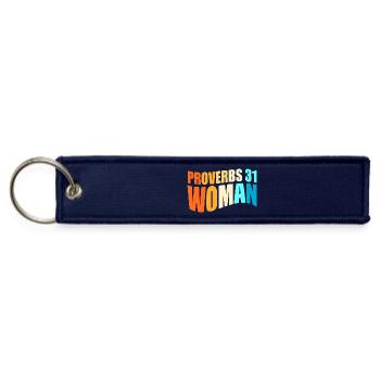 Proverbs 31 Religious Bible Verse - Jet Tag Keychain - navy - Front
