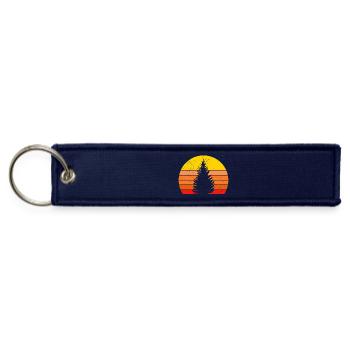 Sunset Silhouette of a Pine Tree - Jet Tag Keychain - navy - Front
