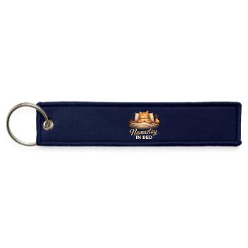 Namastay in Bed Cat Illustration - Jet Tag Keychain - navy - Front
