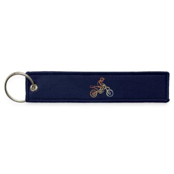Vintage Motocross Rider Sketch - Jet Tag Keychain - navy - Front