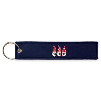 HoHoHo Gnome Trio Pattern - Jet Tag Keychain - navy - Front