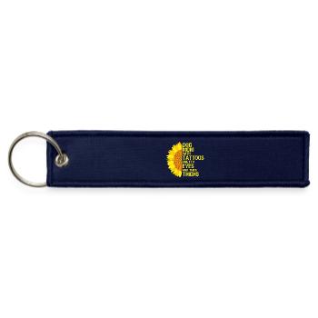 Sunflower Dog Mom Tattooed Vibes Tshirt Gift Shirt - Jet Tag Keychain - navy - Front