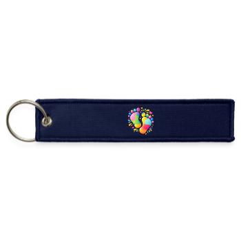 Colorful Footprint Illustration - Jet Tag Keychain - navy - Front