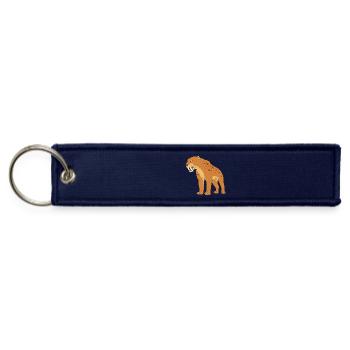 Sabertooth Tiger Prehistoric Cat Smilodon - Jet Tag Keychain - navy - Front