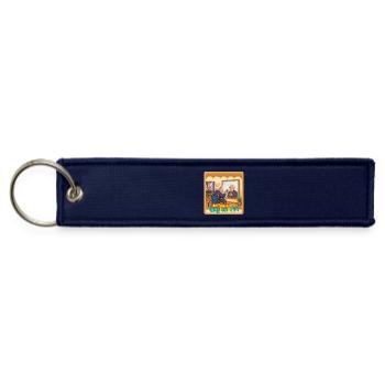 Funny Grandpa Confusing Mirror with TV Drawing - Jet Tag Keychain - navy - Front