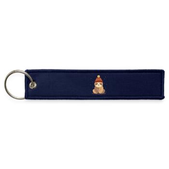 Cozy Sloth in Winter Knit Hat - Jet Tag Keychain - navy - Front