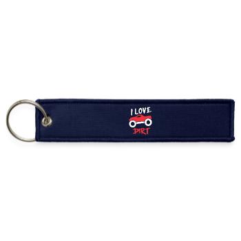 I Love Dirt Monster Truck Red Silhouette - Jet Tag Keychain - navy - Front