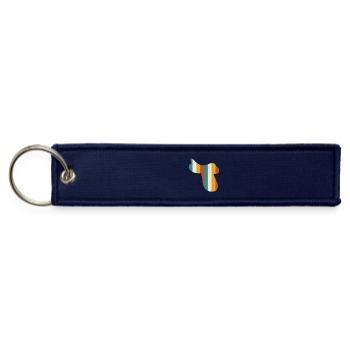Riding Saddle Retro Vintage Stripes Horse Riding T - Jet Tag Keychain - navy - Front