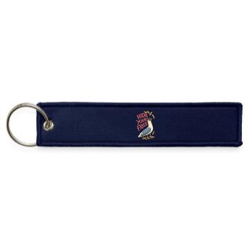 "Seagull Fries Hunter: Hide Your Crinkle Cuts!" - Jet Tag Keychain - navy - Front