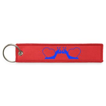 2 snails heart sweet love romantic kissing couple - Jet Tag Keychain - red - Front