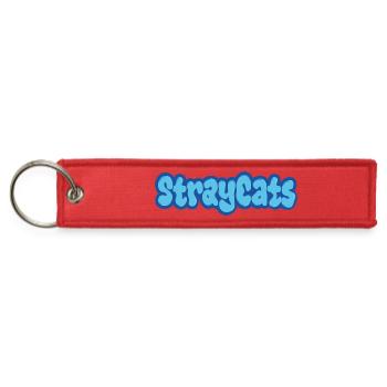 StrayCats Blue Text - Jet Tag Keychain - red - Front