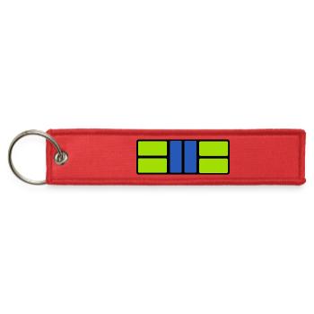 Neon Blue Bar Grid - Jet Tag Keychain - red - Front