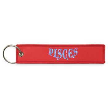 Pisces February birthday March zodiac collage art - Jet Tag Keychain - red - Front