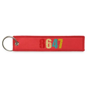 Distressed 8647 Multicolor Numerals - Jet Tag Keychain - red - Front