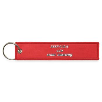Keep Calm And Start Hustling Quote T-Shirt - Jet Tag Keychain - red - Front