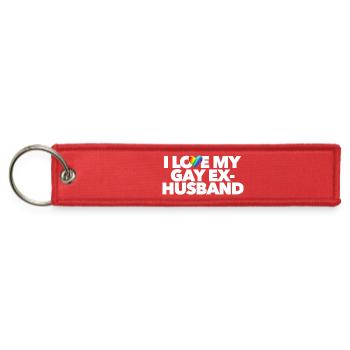 I Love My Gay Ex-Husband LGBTQ+ Queer Ally  - Jet Tag Keychain - red - Front