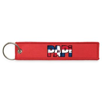 Papi Dominican Flag - Proud Dad From The Caribbean - Jet Tag Keychain - red - Front