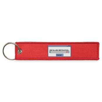 Retro Pixel Art Installing Motivation 1% - Jet Tag Keychain - red - Front