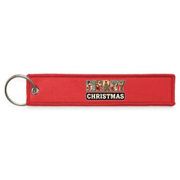 MERRY CHRISTMAS Block Letters Art - Jet Tag Keychain - red - Front
