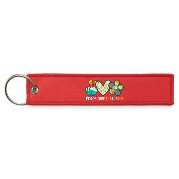 Peace Love Inclusion Heart Flower - Jet Tag Keychain - red - Front