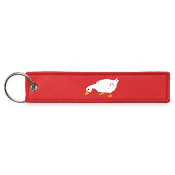 Whimsical White Duck Sketch - Jet Tag Keychain - red - Front