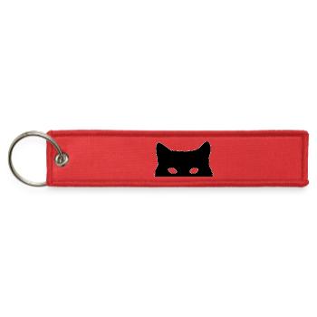 Cat Silhouette Line Art - Jet Tag Keychain - red - Front