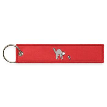 Cat and Mouse | Fun Cartoon Design - Jet Tag Keychain - red - Front