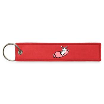 Caterpillar hole sausage BBQ barbecue hunger eat - Jet Tag Keychain - red - Front
