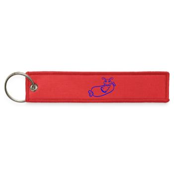Caterpillar hole sausage BBQ barbecue hunger eat - Jet Tag Keychain - red - Front