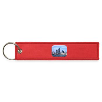 Chicago IL - Lake Michigan Near Navy Pier - Jet Tag Keychain - red - Front