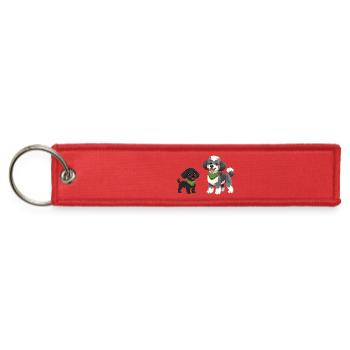 Poodle Duo Bandana Charm - Jet Tag Keychain - red - Front