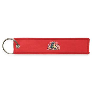Funny Valentines Day Japanese Monster Love Tee Cut - Jet Tag Keychain - red - Front