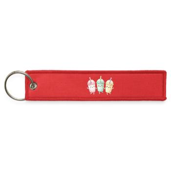 Cute Bubble Tea Friends - Jet Tag Keychain - red - Front